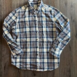 L.L. Bean Blue and White Plaid Men's Shirt
